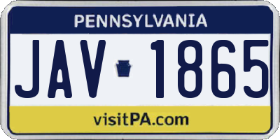 PA license plate JAV1865