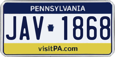 PA license plate JAV1868