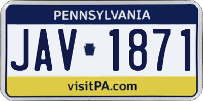PA license plate JAV1871