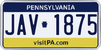 PA license plate JAV1875