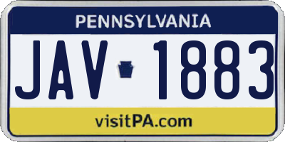 PA license plate JAV1883