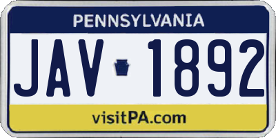 PA license plate JAV1892