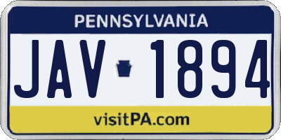 PA license plate JAV1894