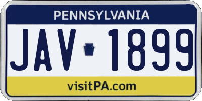 PA license plate JAV1899
