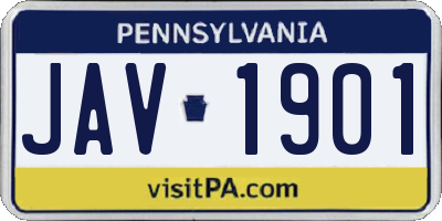 PA license plate JAV1901