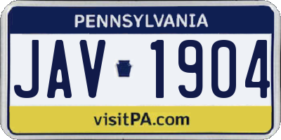 PA license plate JAV1904