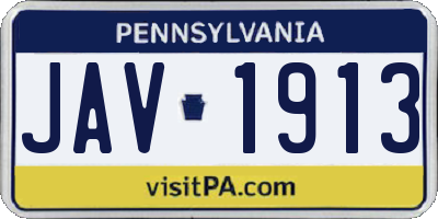 PA license plate JAV1913