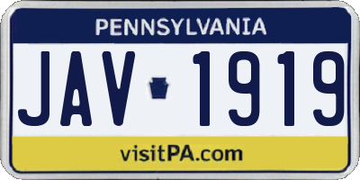 PA license plate JAV1919