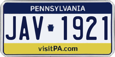 PA license plate JAV1921