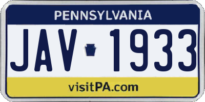 PA license plate JAV1933