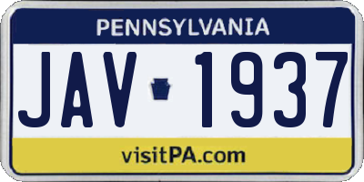 PA license plate JAV1937