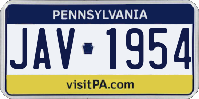 PA license plate JAV1954