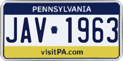 PA license plate JAV1963