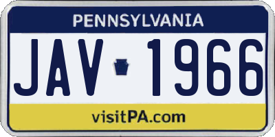 PA license plate JAV1966