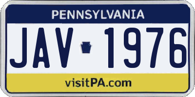 PA license plate JAV1976