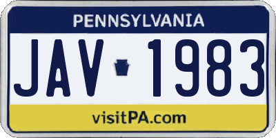PA license plate JAV1983