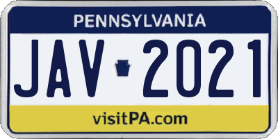 PA license plate JAV2021