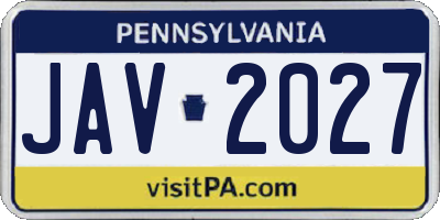 PA license plate JAV2027