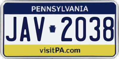 PA license plate JAV2038