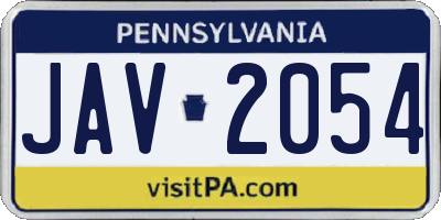 PA license plate JAV2054