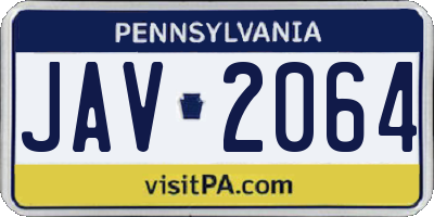 PA license plate JAV2064