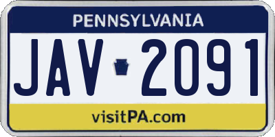 PA license plate JAV2091