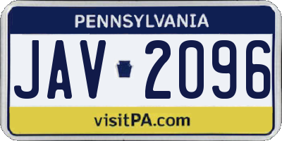 PA license plate JAV2096