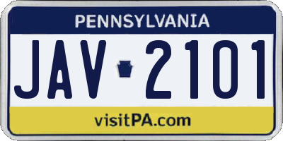 PA license plate JAV2101