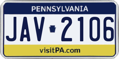 PA license plate JAV2106