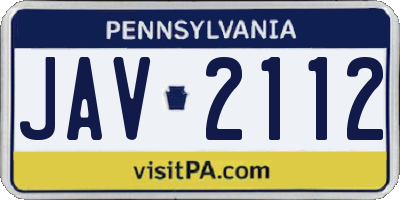 PA license plate JAV2112