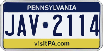 PA license plate JAV2114