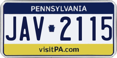 PA license plate JAV2115