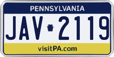 PA license plate JAV2119