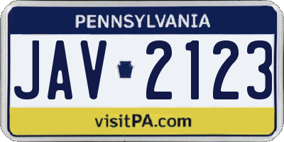 PA license plate JAV2123