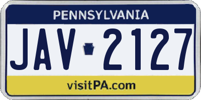 PA license plate JAV2127