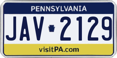 PA license plate JAV2129