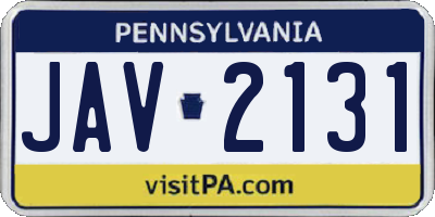 PA license plate JAV2131