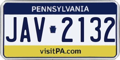 PA license plate JAV2132