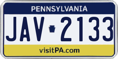 PA license plate JAV2133