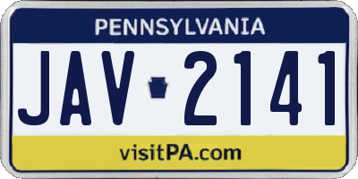 PA license plate JAV2141