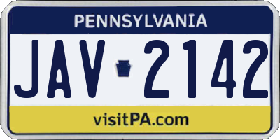 PA license plate JAV2142