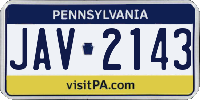 PA license plate JAV2143
