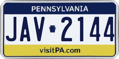 PA license plate JAV2144