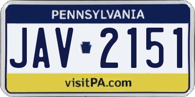 PA license plate JAV2151