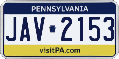 PA license plate JAV2153