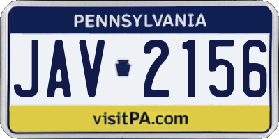 PA license plate JAV2156