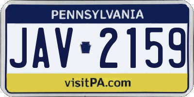 PA license plate JAV2159