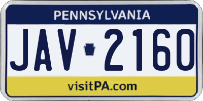 PA license plate JAV2160