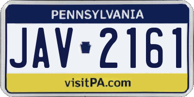 PA license plate JAV2161