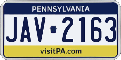 PA license plate JAV2163